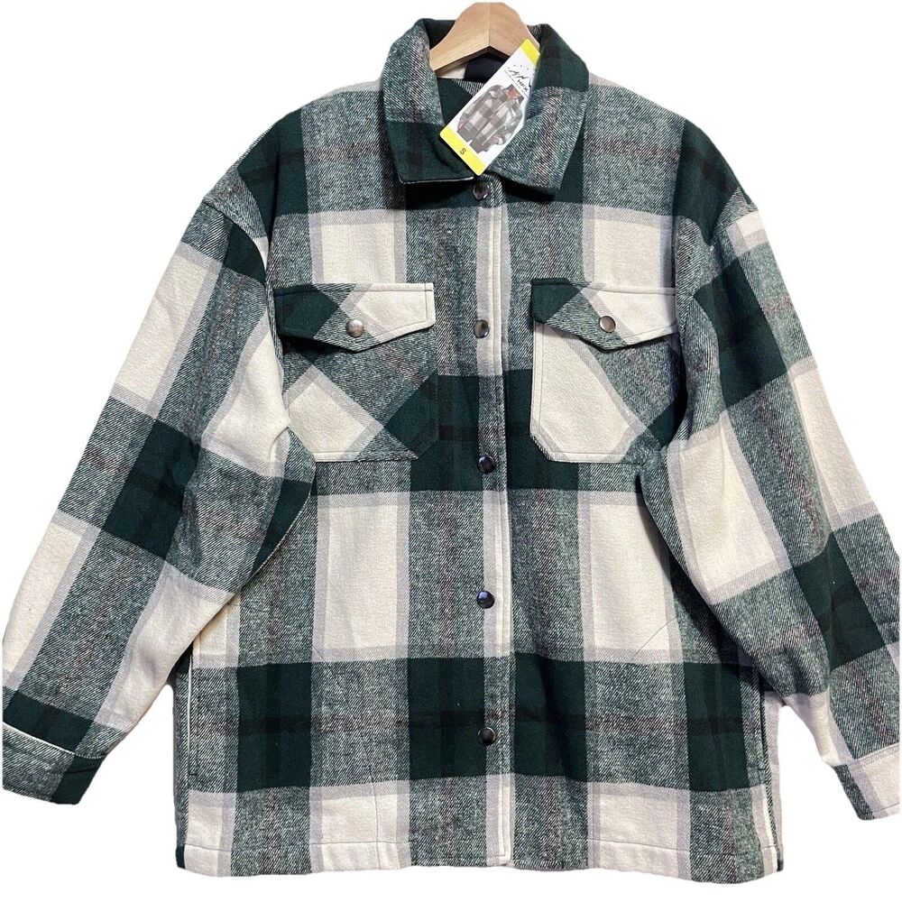 HFX Ladies' Shirt Jacket Green Pockets Size SMALL NWT